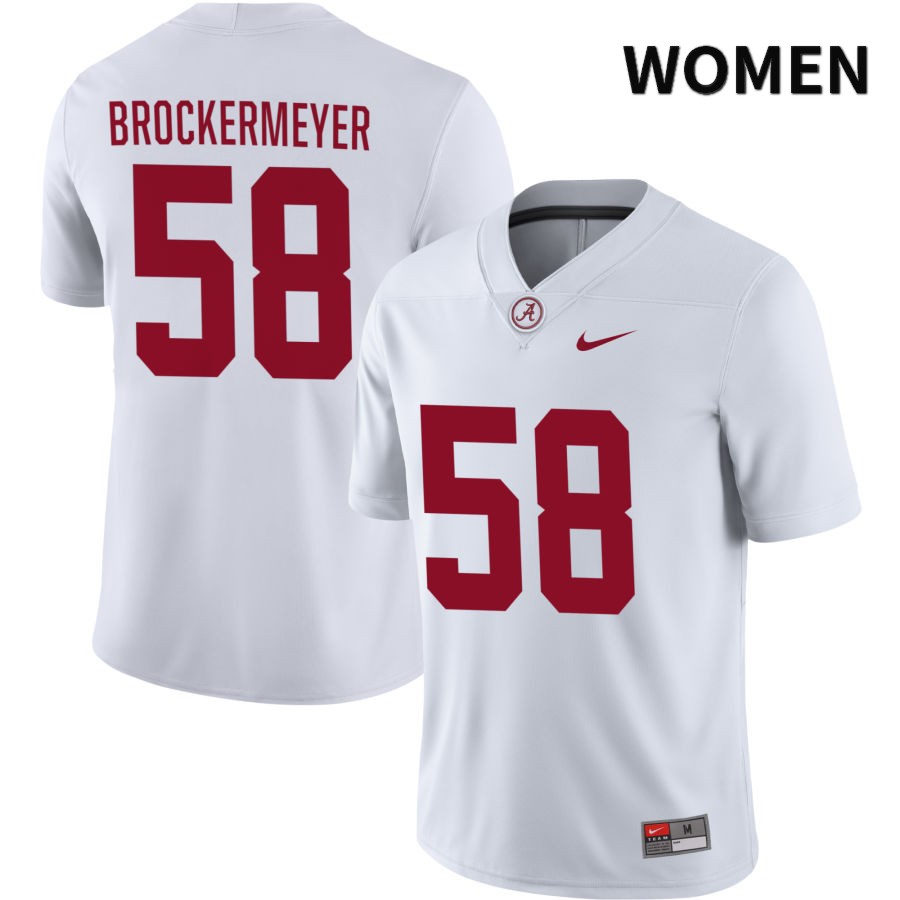 Alabama Crimson Tide Women's James Brockermeyer #58 NIL White 2022 NCAA Authentic Stitched College Football Jersey DJ16M71BE